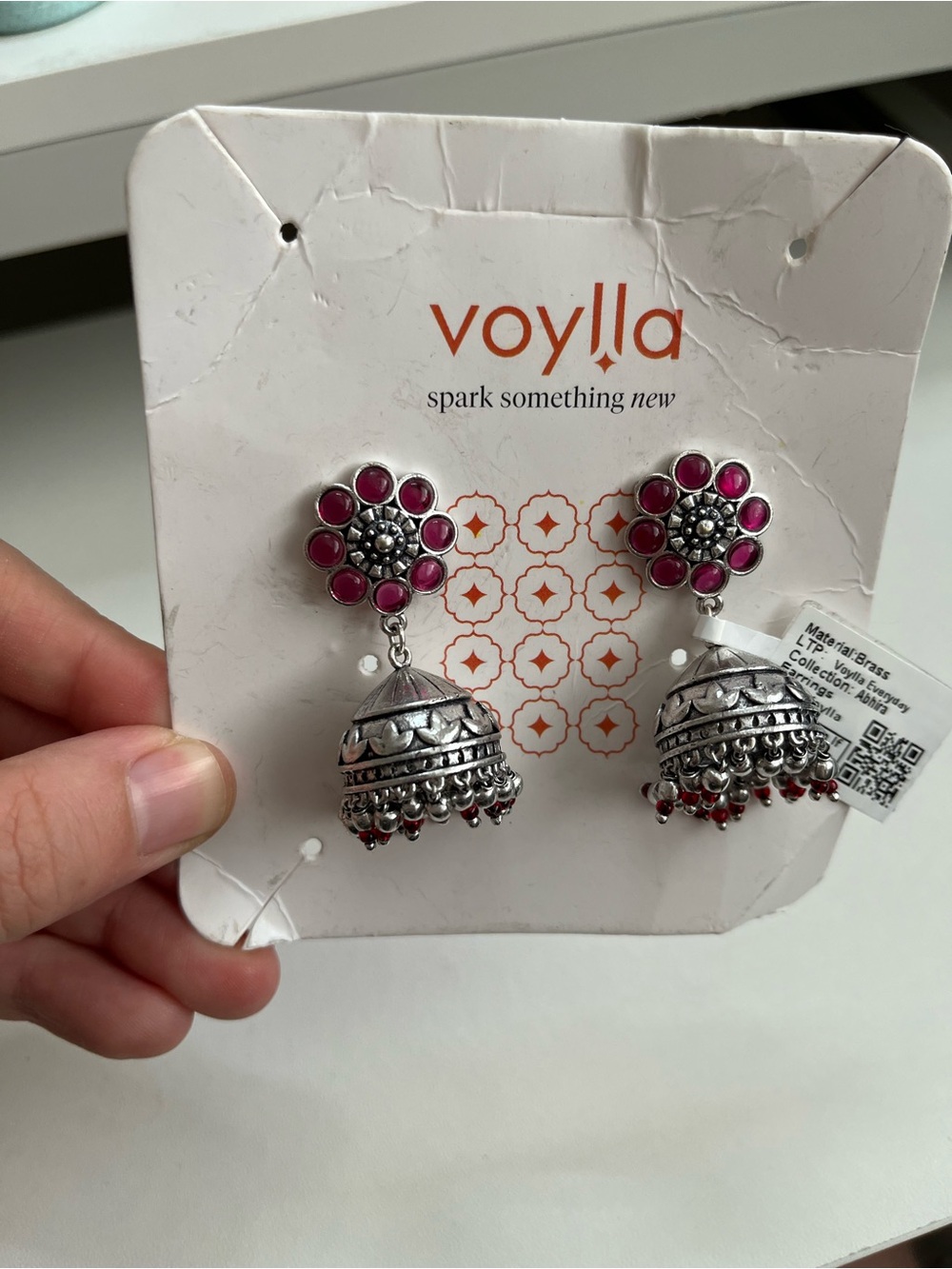 Voylla silver tone dangle earrings NWT